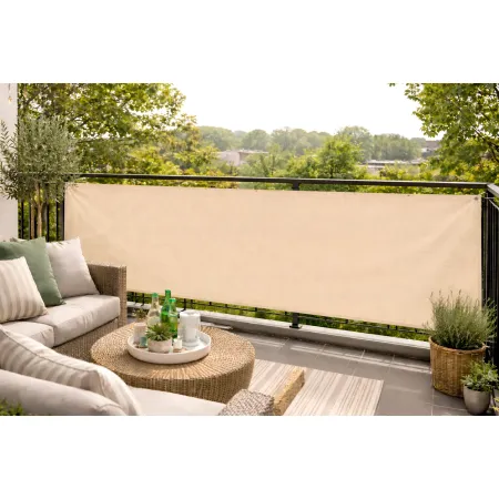 Telo Antisguardo Balcone 75x500 cm Beige PVC Occhielli Alluminio
