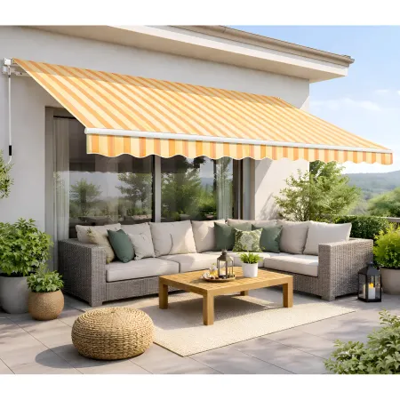 Tenda da Sole Riga Gialla 400x300 Bracci Retrattili a Barra Quadra