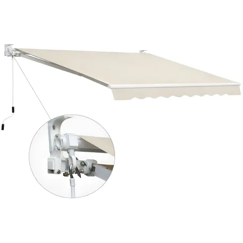 Tenda da Sole 400x250 Beige a Barra Quadra Avvolgibile da Esterno