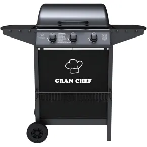 Barbecue a Gas da Esterno 107x55x95,5H cm a 3 Fuochi Acciaio Nero