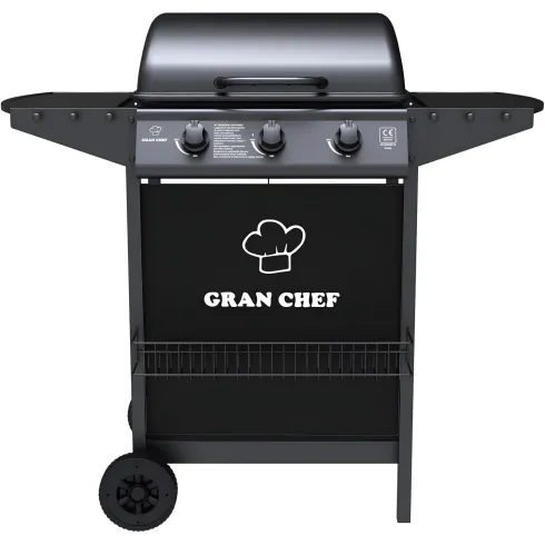 Barbecue a Gas da Esterno 107x55x95,5H cm a 3 Fuochi Acciaio Nero