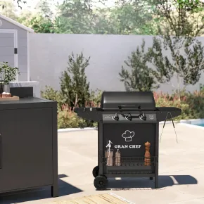 Barbecue a Gas da Esterno 107x55x95,5H cm a 3 Fuochi Acciaio Nero 2
