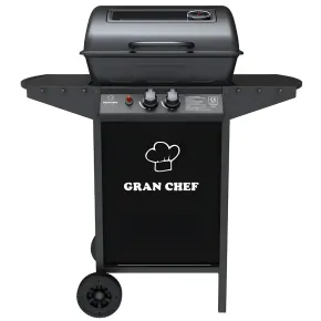 Barbecue a Gas da Esterno 97x51x100H cm a 2 Fuochi in Acciaio Nero