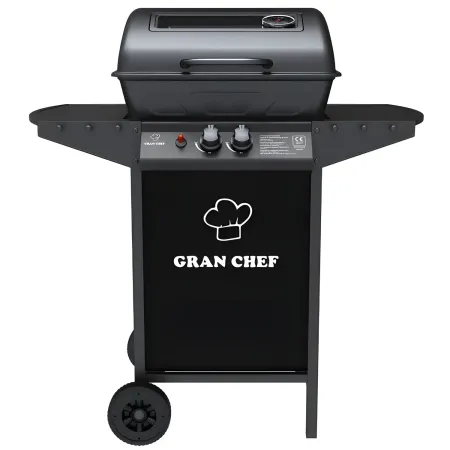 Barbecue a Gas da Esterno 97x51x100H cm a 2 Fuochi in Acciaio Nero