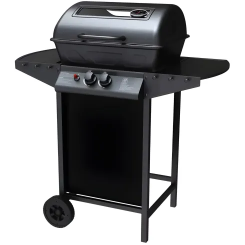 Barbecue a Gas da Esterno 97x51x100H cm a 2 Fuochi in Acciaio Nero