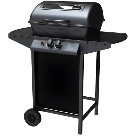Barbecue a Gas da Esterno 97x51x100H cm a 2 Fuochi in Acciaio Nero