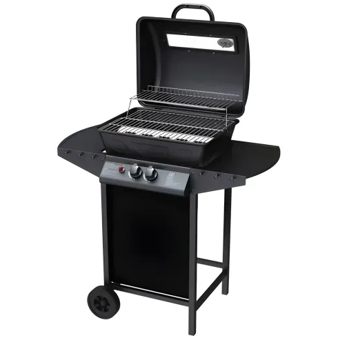 Barbecue a Gas da Esterno 97x51x100H cm a 2 Fuochi in Acciaio Nero