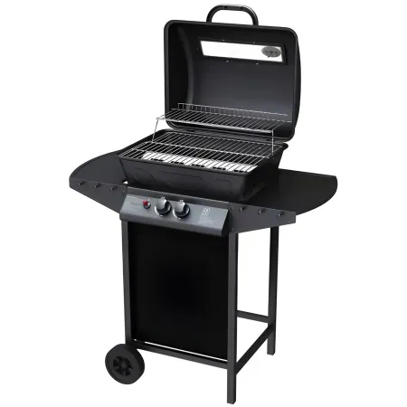 Barbecue a Gas da Esterno 97x51x100H cm a 2 Fuochi in Acciaio Nero