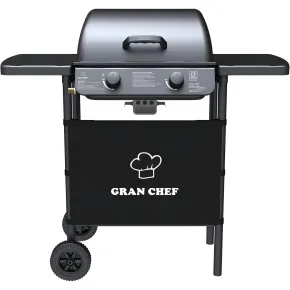 Barbecue a Gas da Esterno 104x49x100H cm a 2 Fuochi Acciaio Nero