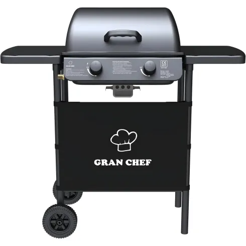 Barbecue a Gas da Esterno 104x49x100H cm a 2 Fuochi Acciaio Nero