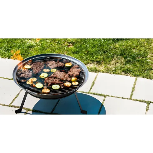 Braciere da Esterno in Metallo 55x55x16H cm Resistente al Calore