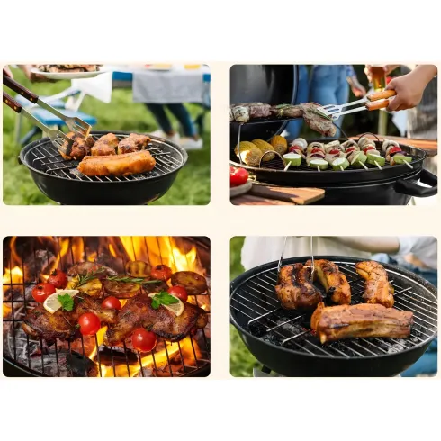 Barbecue Tondo Carbone Giardino Legna Carbonella Carrello Grigliata Griglia 45cm