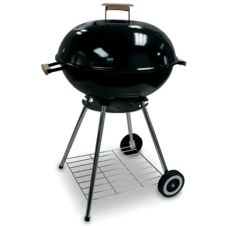 Barbecue Tondo Carbone Giardino Legna Carbonella Carrello Grigliata Griglia 45cm