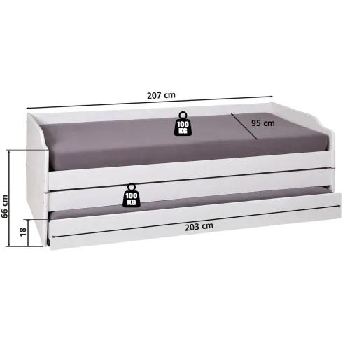 Divano Letto 90x200 3 Letti Singoli a Doghe Matrimoniale Estraibile Cameretta | BricoShop24