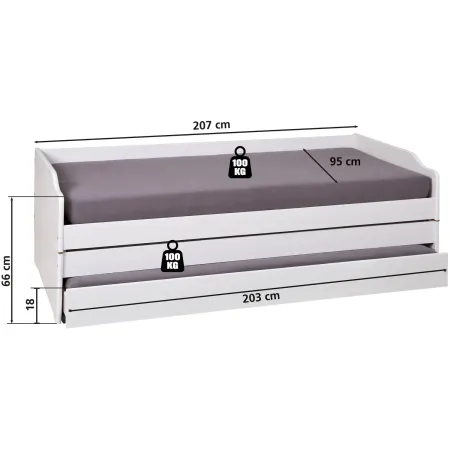 Divano Letto 90x200 3 Letti Singoli a Doghe Matrimoniale Estraibile Cameretta | BricoShop24