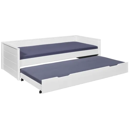 Letto Singolo Bianco con Cassettone Contenitore Estraibile da Cameretta