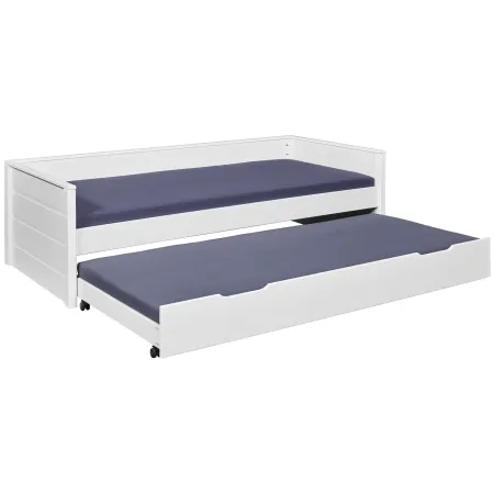 Letto Singolo Bianco con Cassettone Contenitore Estraibile da Cameretta