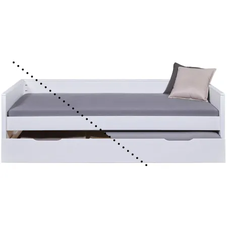 Letto Singolo Bianco con Cassettone Contenitore Estraibile da Cameretta