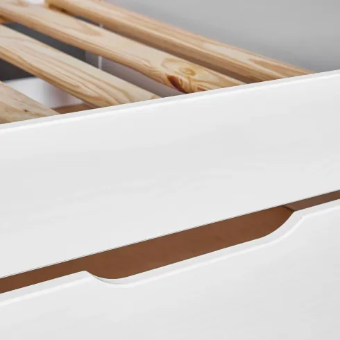 Letto Singolo Bianco con Cassettone Contenitore Estraibile da Cameretta