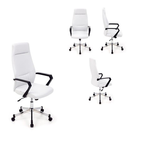 Poltrona Sedia Scrivania Ufficio Bianco Ergonomica Imbottita Ecopelle Braccioli