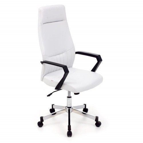 Poltrona Sedia Scrivania Ufficio Bianco Ergonomica Imbottita Ecopelle Braccioli