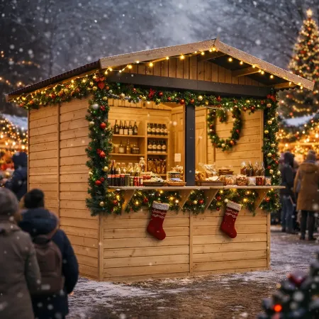 Chiosco in Legno 2x2 m per Mercatini Fiere Vendite a Pannelli in Pino