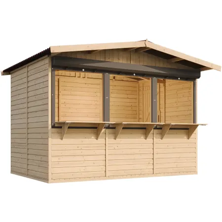Chiosco in Legno 3x2 m Mercatini Fiere Bar a Pannelli in Pino Nordico