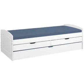 Struttura 2 Letti singoli 90x200 cm Bianco con Cassetti
