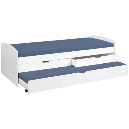 Struttura 2 Letti singoli 90x200 cm Bianco con Cassetti