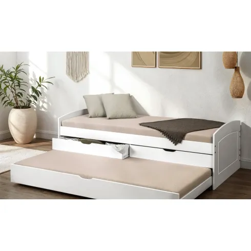 Struttura 2 Letti singoli 90x200 cm Bianco con Cassetti