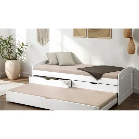 Struttura 2 Letti singoli 90x200 cm Bianco con Cassetti