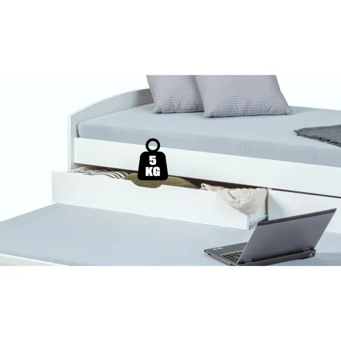 Struttura 2 Letti singoli 90x200 cm Bianco con Cassetti
