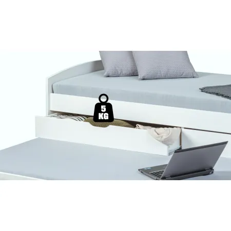 Struttura 2 Letti singoli 90x200 cm Bianco con Cassetti