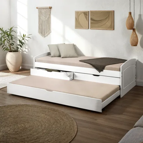 Struttura 2 Letti singoli 90x200 cm Bianco con Cassetti