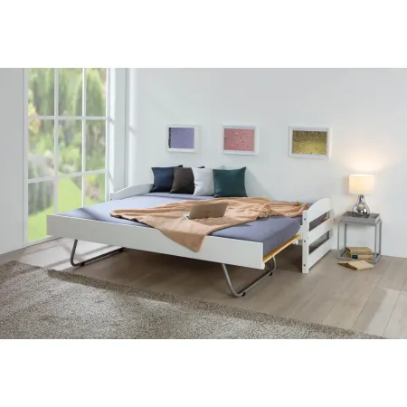 Letto Singolo con Letto Estraibile 90x200 a Doghe a Scomparsa Bianco Salvaspazio | BricoShop24