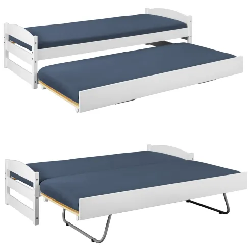Letto Singolo con Letto Estraibile 90x200 a Doghe a Scomparsa Bianco Salvaspazio | BricoShop24