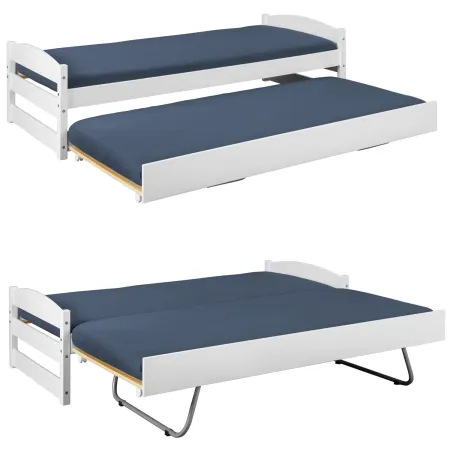 Letto Singolo con Letto Estraibile 90x200 a Doghe a Scomparsa Bianco Salvaspazio | BricoShop24