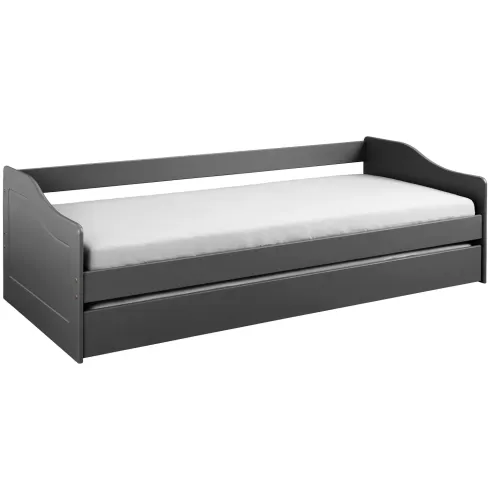 Letto Singolo 90x200 Salvaspazio Struttura Grigio con Cassettone Estraibile