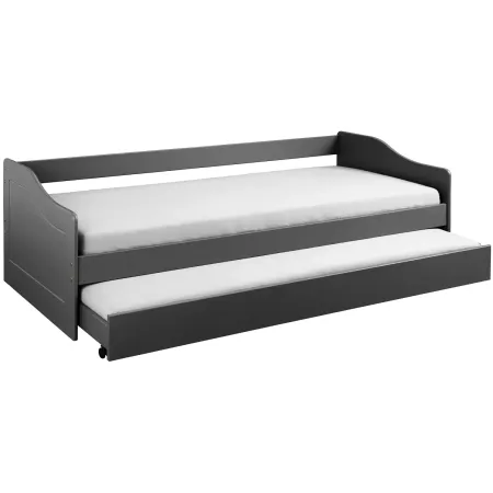 Letto Singolo 90x200 Salvaspazio Struttura Grigio con Cassettone Estraibile