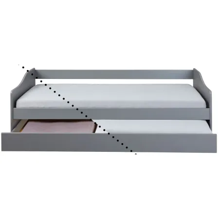 Letto Singolo 90x200 Salvaspazio Struttura Grigio con Cassettone Estraibile