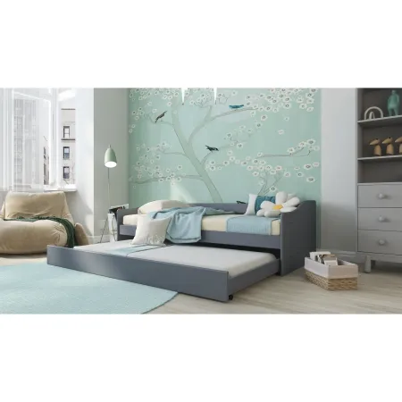 Letto Singolo 90x200 Salvaspazio Struttura Grigio con Cassettone Estraibile