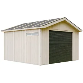 Garage in Legno Grezzo 368x354 cm a Pannelli Box con Porta Elettrica