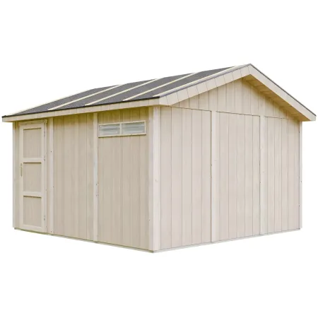 Garage in Legno Grezzo 368x354 cm a Pannelli Box con Porta Elettrica