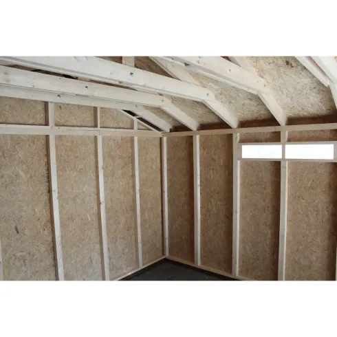 Garage in Legno 368x354 cm Rosso a Pannelli Box con Porta Elettrica
