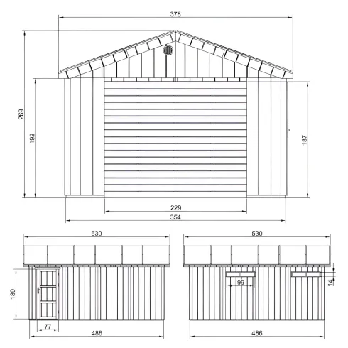 Garage in Legno 354x486 cm Box Auto Moto 17 m2 Pannelli LP SmartSide