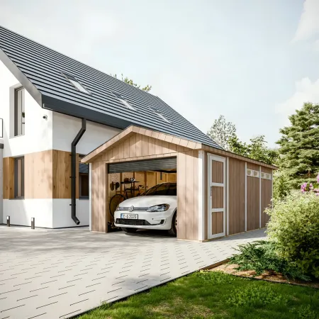 Garage in Legno 354x486 cm Box Auto Moto 17 m2 Miele a Pannelli