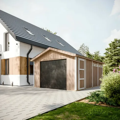 Garage in Legno 354x486 cm Box Auto Moto 17 m2 Rosso a Pannelli