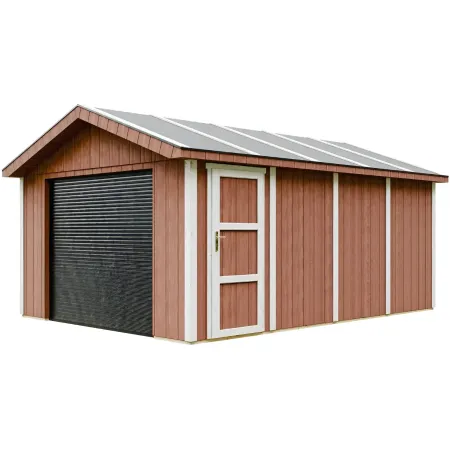 Garage in Legno 354x486 cm Box Auto Moto 17 m2 Rosso a Pannelli