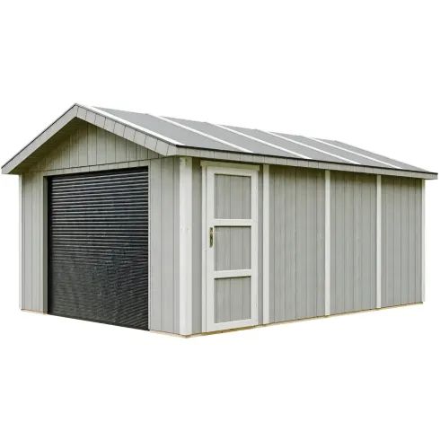 Garage in Legno 354x486 cm Box Auto Moto 17 m2 Grigio a Pannelli