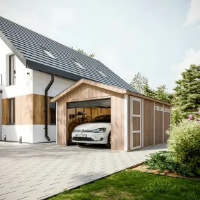 Garage in Legno 354x486 cm Box Auto Moto 17 m2 Grigio a Pannelli 2